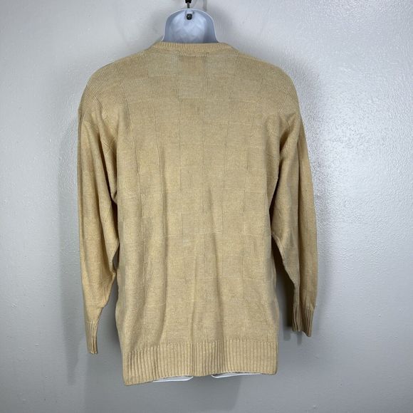 Clan Douglas Sweater Men Large Linen Silk Blend Yellow Check Scotland Pullover - Picture 14 of 15